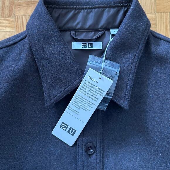 Uniqlo U Fleece Long sleeve shirt Jacket Dark Brown Size Medium New with tag - Picture 2 of 7